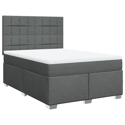 Boxspring met matras stof donkergrijs 140x200 cm