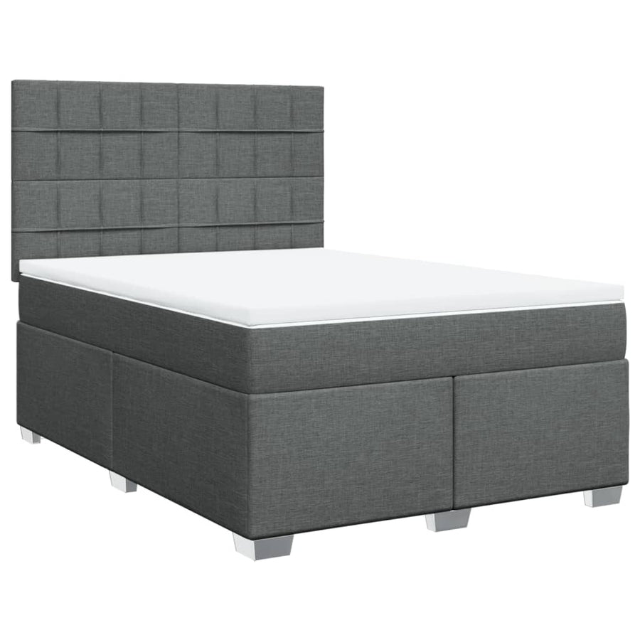 Boxspring met matras stof donkergrijs 140x200 cm
