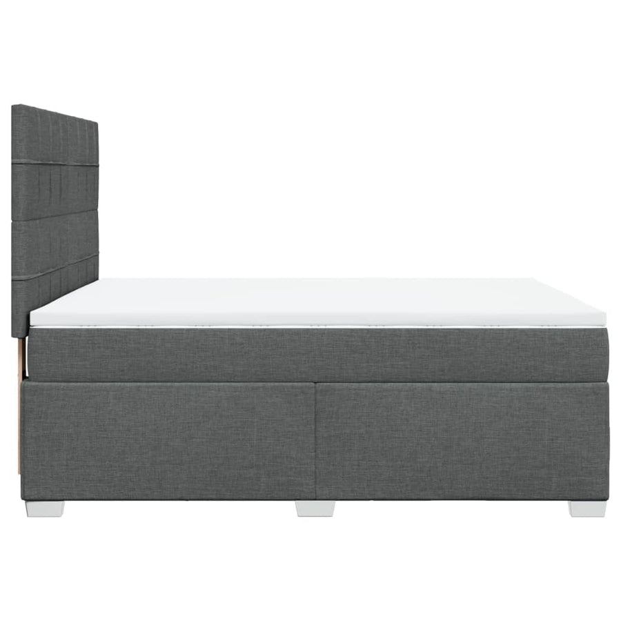 Boxspring met matras stof donkergrijs 140x200 cm