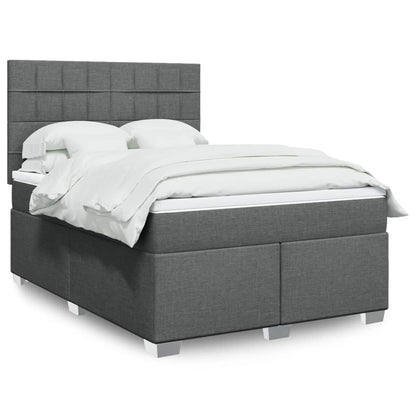 Boxspring met matras stof donkergrijs 140x200 cm