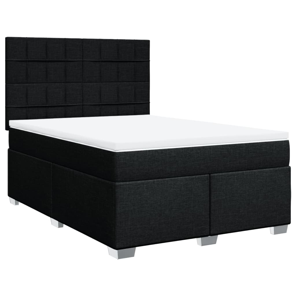 Boxspring met matras stof zwart 140x200 cm