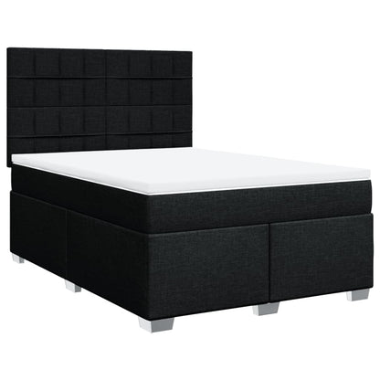 Boxspring met matras stof zwart 140x200 cm