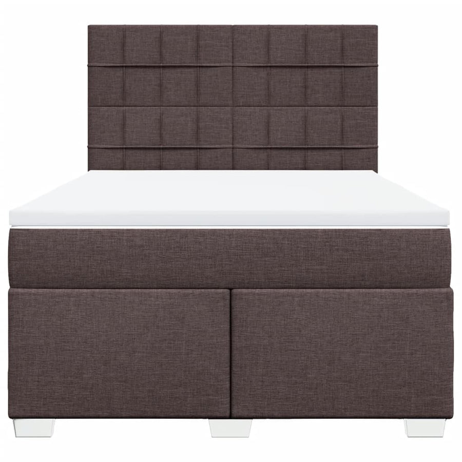 Boxspring met matras stof donkerbruin 140x200 cm