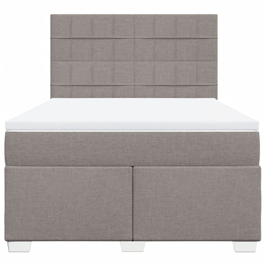 Boxspring met matras stof taupe 140x200 cm