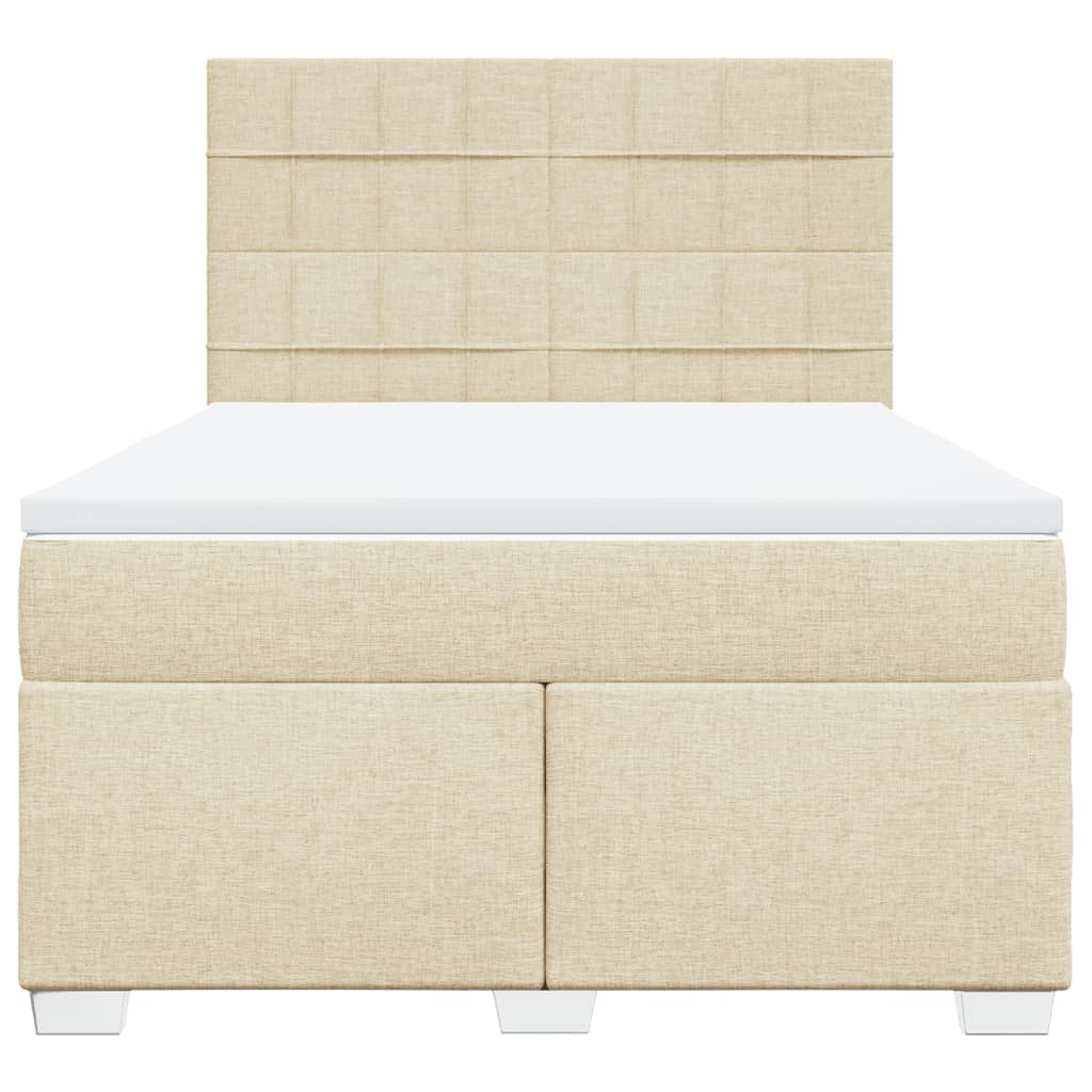 Boxspring met matras stof crèmekleurig 140x200 cm