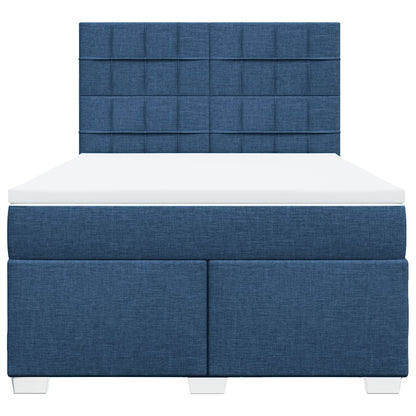 Boxspring met matras stof blauw 140x200 cm