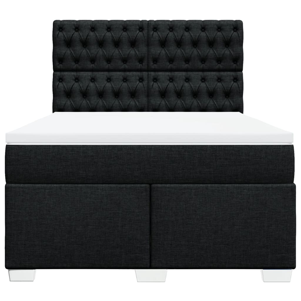 Boxspring met matras stof zwart 140x200 cm