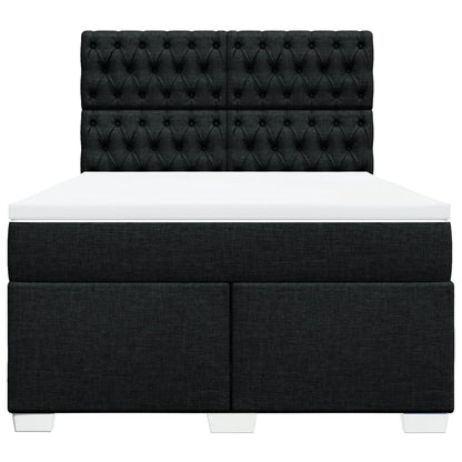 Boxspring met matras stof zwart 140x200 cm