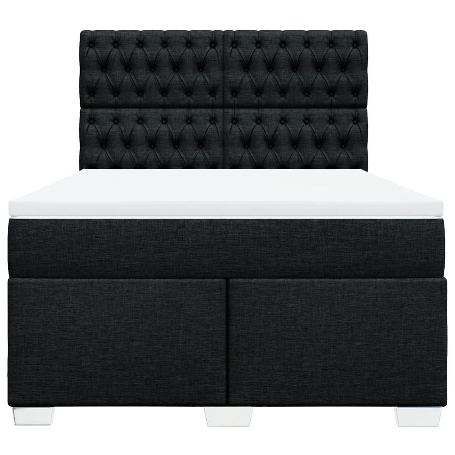Boxspring met matras stof zwart 140x200 cm