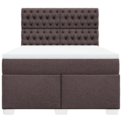 Boxspring met matras stof donkerbruin 140x200 cm