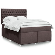 Box spring bed with dark brown fabric mattress 140x200 cm