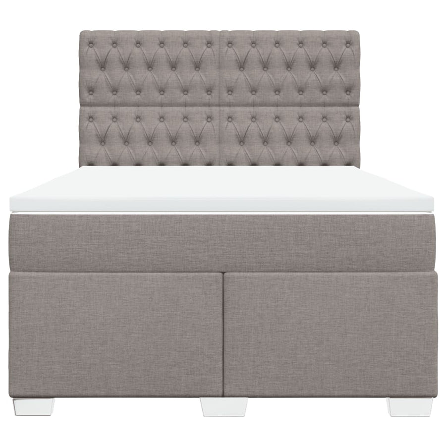 Boxspring met matras stof taupe 140x200 cm