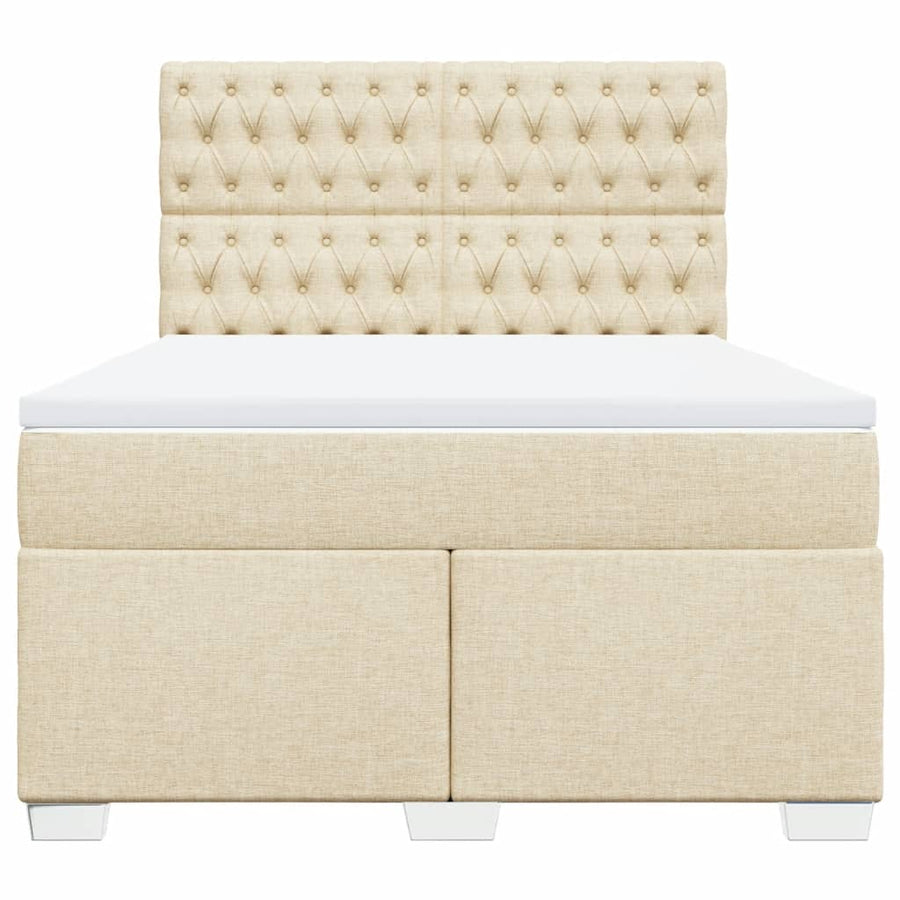 Boxspring met matras stof crèmekleurig 140x200 cm