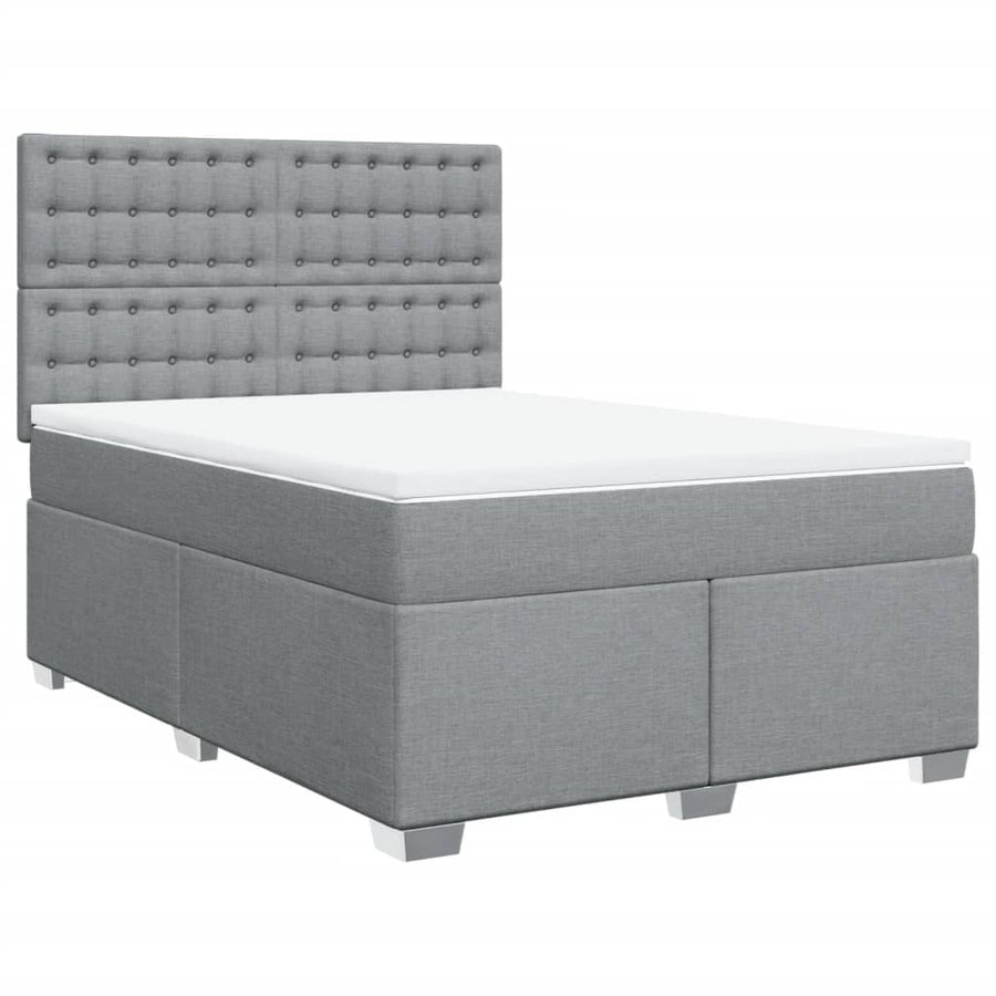 Boxspring met matras stof lichtgrijs 140x200 cm