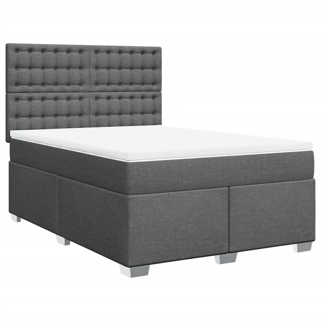 Boxspring met matras stof donkergrijs 140x200 cm