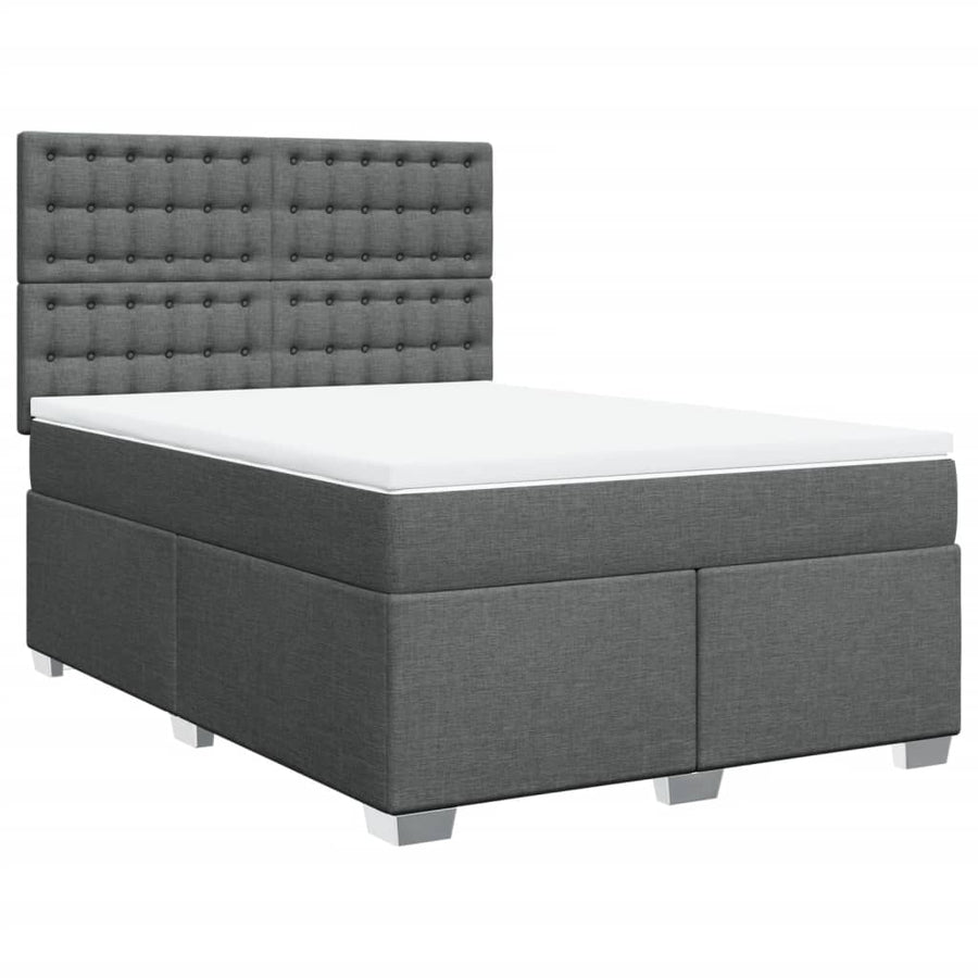 Boxspring met matras stof donkergrijs 140x200 cm