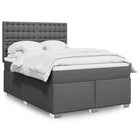 Dark grey fabric box spring with mattress 140x200 cm