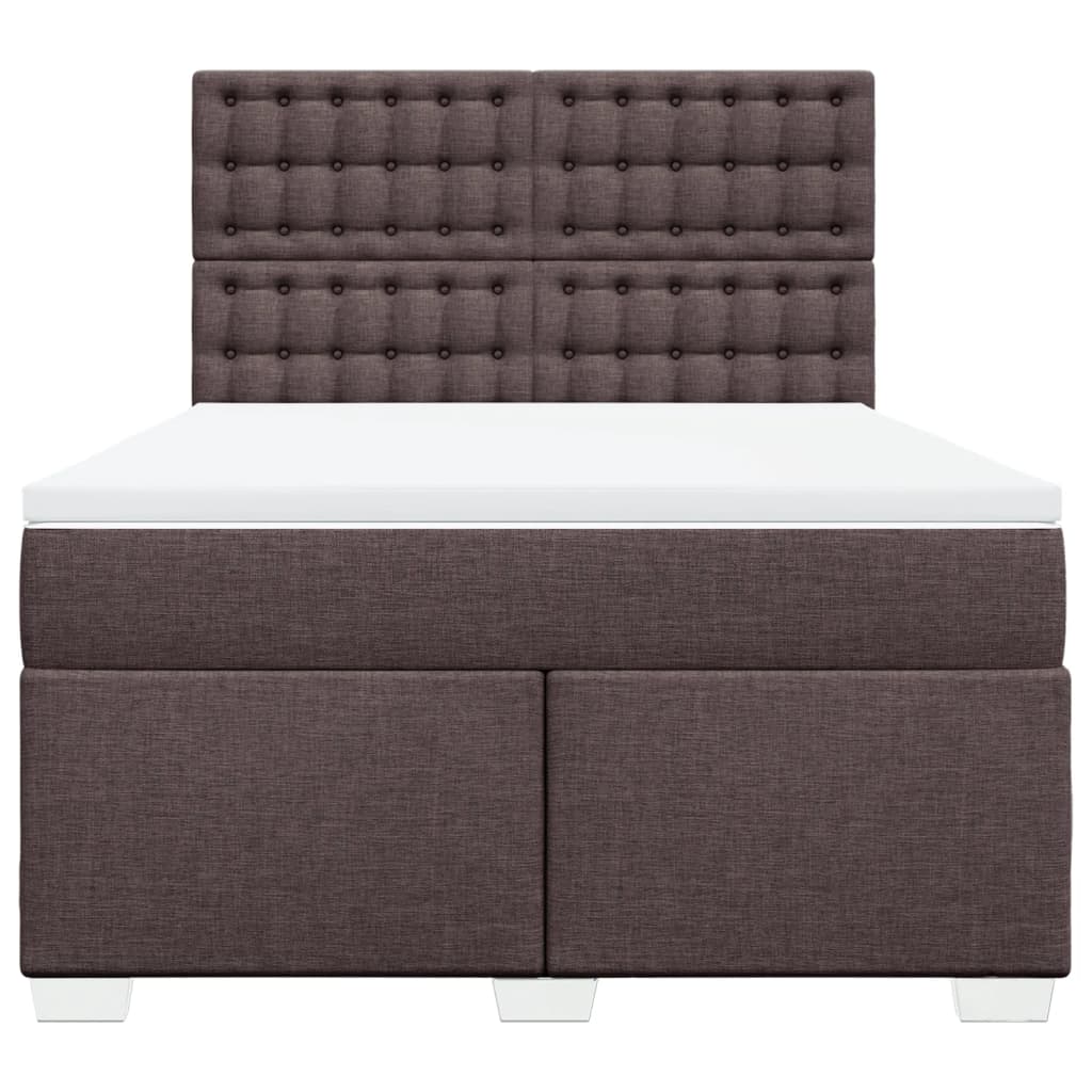 Boxspring met matras stof donkerbruin 140x200 cm