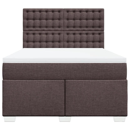 Boxspring met matras stof donkerbruin 140x200 cm
