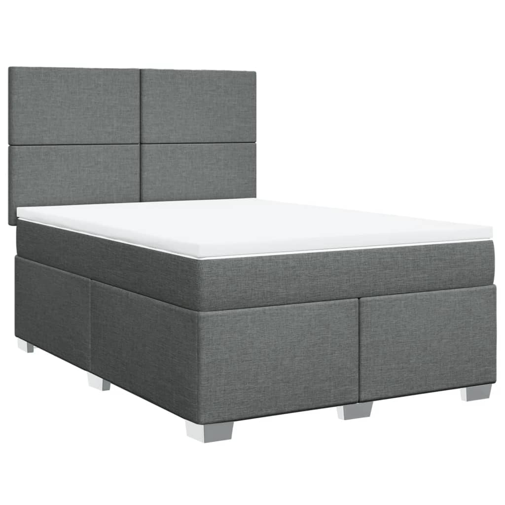 Boxspring met matras stof donkergrijs 160x200 cm