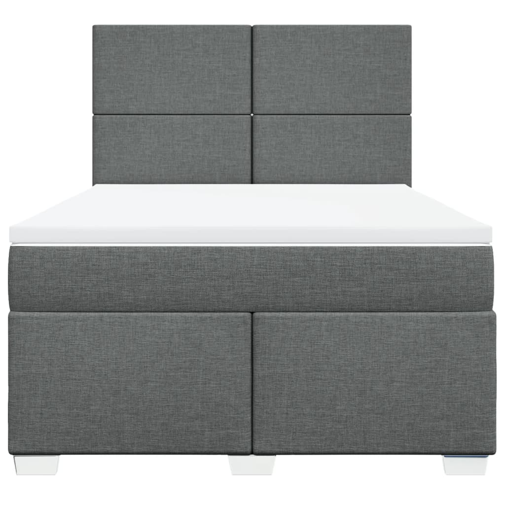 Boxspring met matras stof donkergrijs 160x200 cm