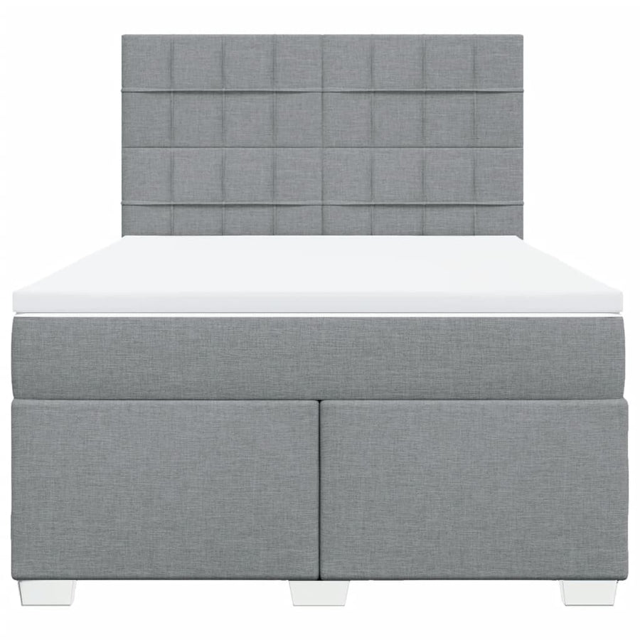 Boxspring met matras stof lichtgrijs 160x200 cm
