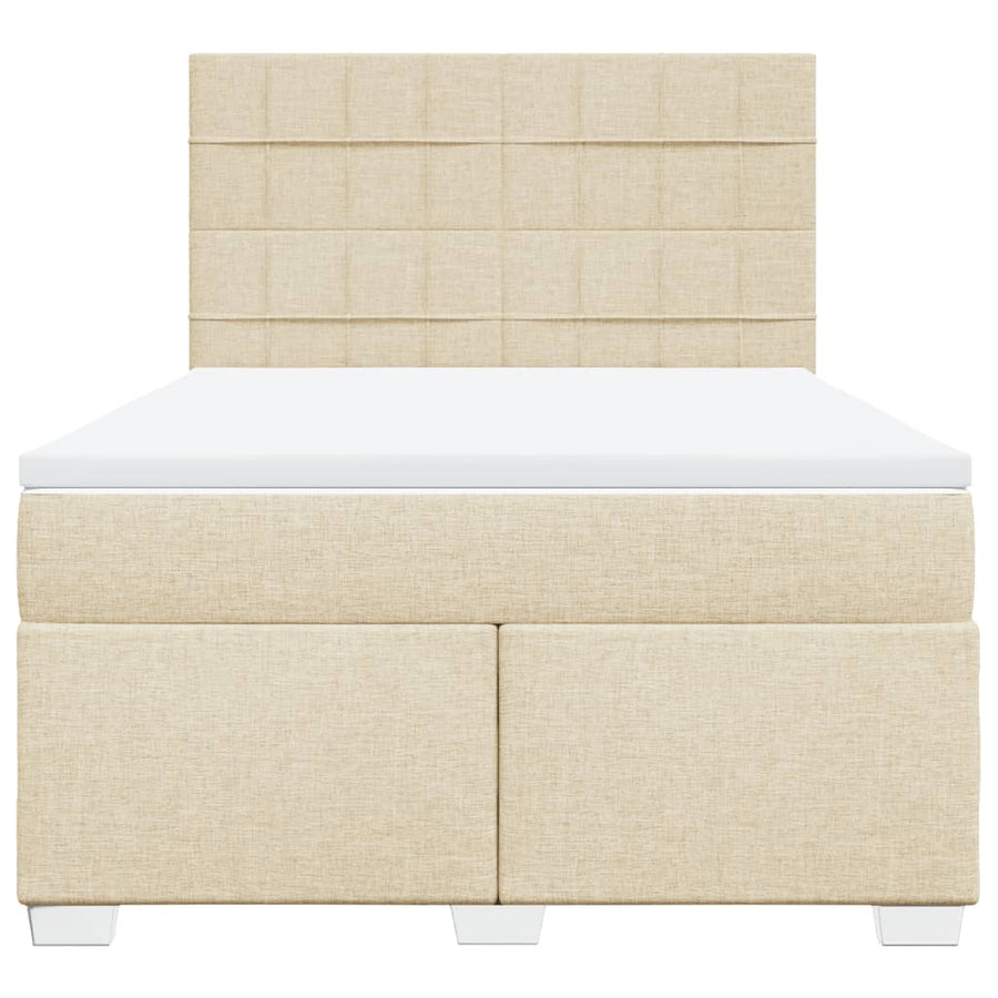 Boxspring met matras stof crèmekleurig 160x200 cm