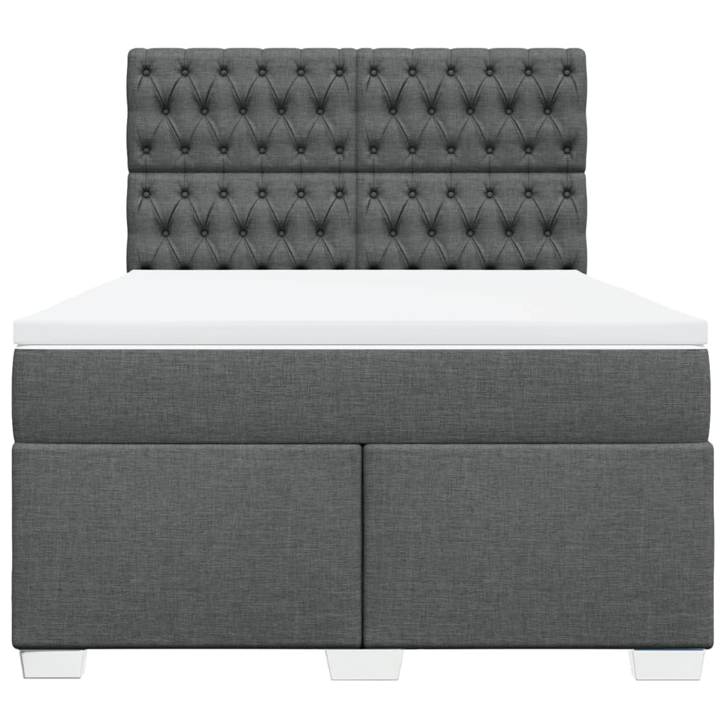 Boxspring met matras stof donkergrijs 160x200 cm