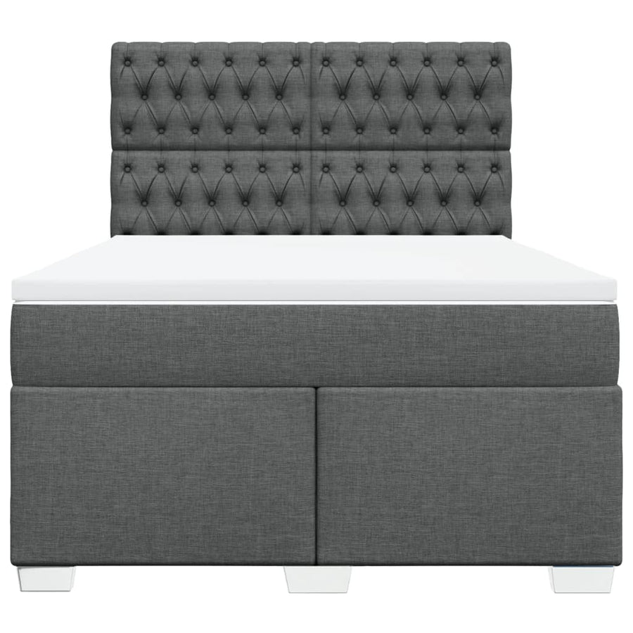Boxspring met matras stof donkergrijs 160x200 cm
