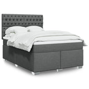 Box spring with dark gray fabric mattress 160x200 cm
