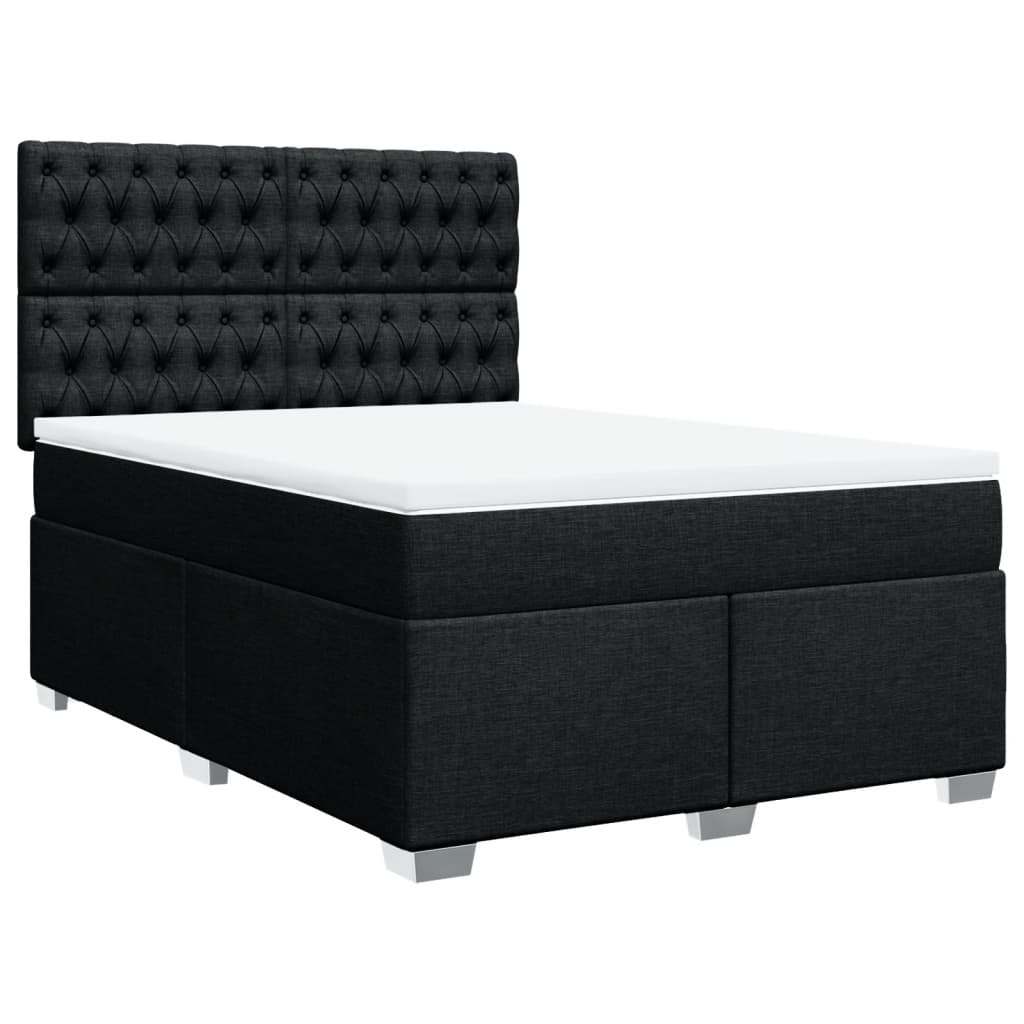 Boxspring met matras stof zwart 160x200 cm