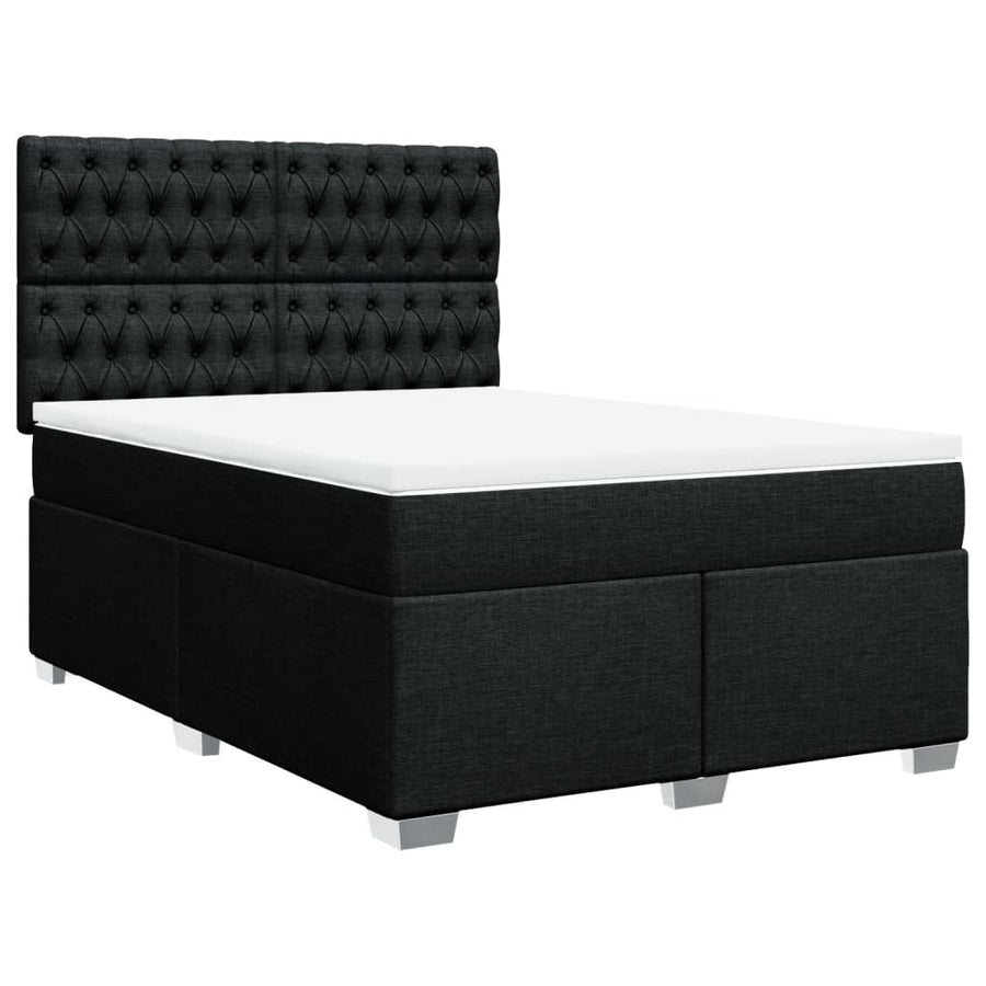 Boxspring met matras stof zwart 160x200 cm