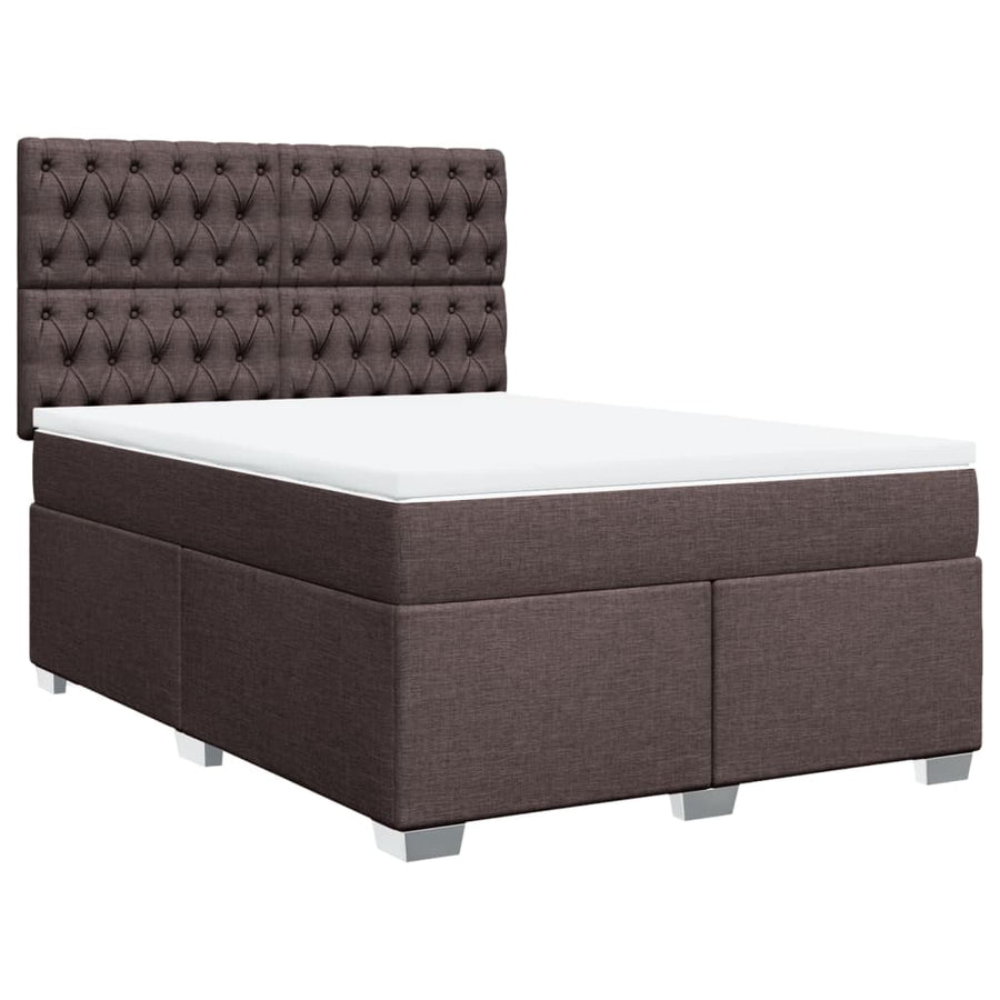 Boxspring met matras stof donkerbruin 160x200 cm
