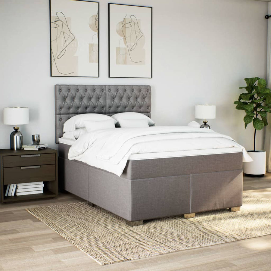 Boxspring met matras stof taupe 160x200 cm