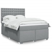 Box spring with light gray fabric mattress 160x200 cm