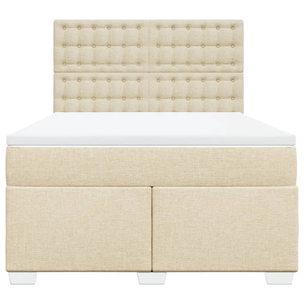 Boxspring met matras stof crèmekleurig 160x200 cm