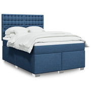 Box spring with fabric mattress blue 160x200 cm