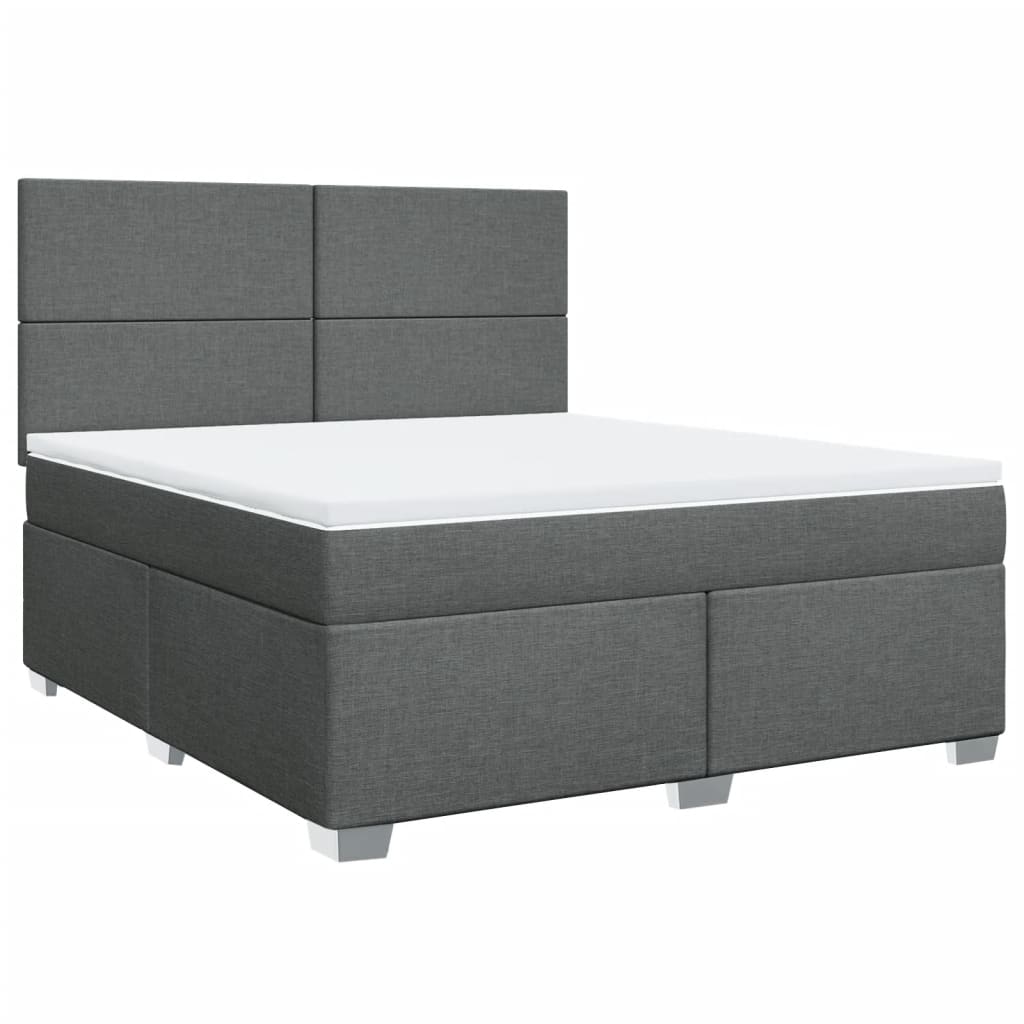 Boxspring met matras stof donkergrijs 180x200 cm