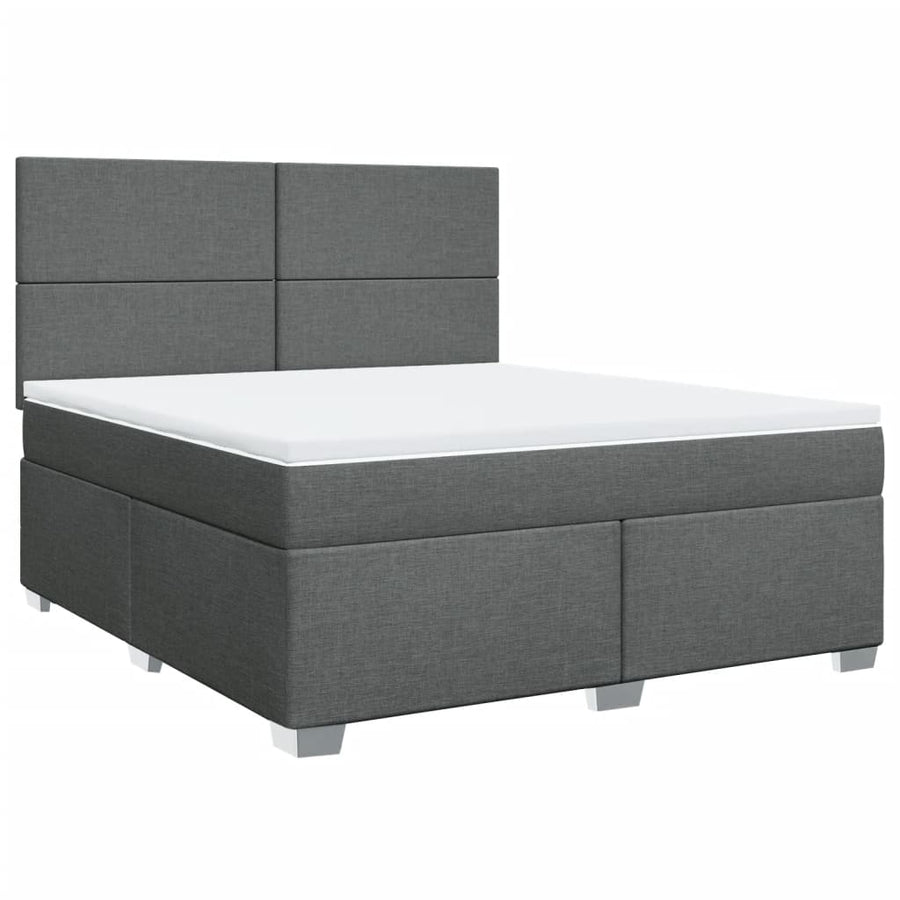 Boxspring met matras stof donkergrijs 180x200 cm