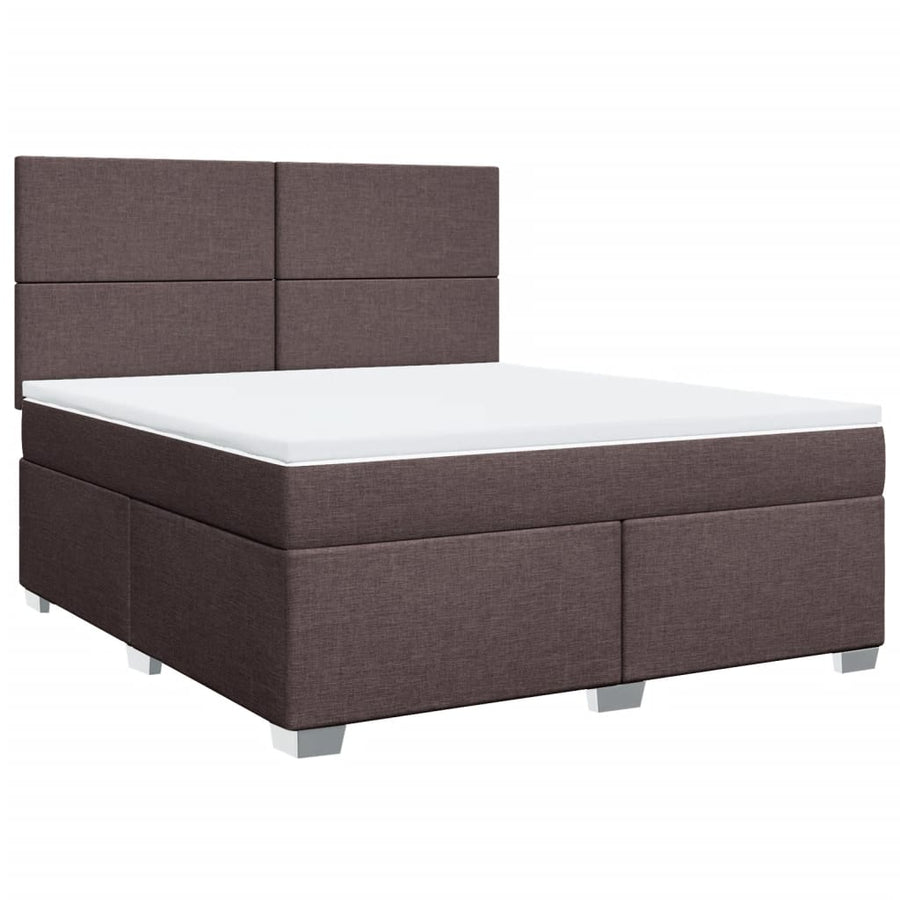 Boxspring met matras stof donkerbruin 180x200 cm