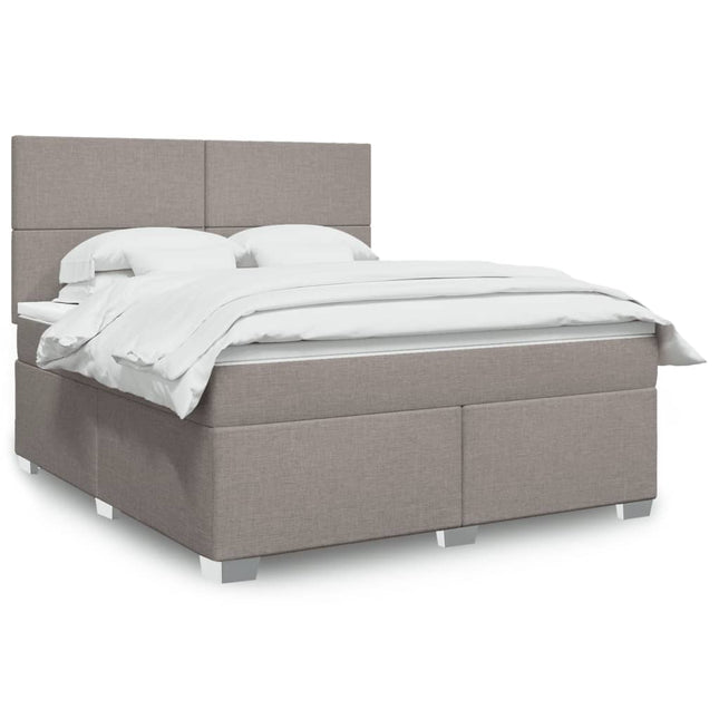 Boxspring met matras stof taupe 180x200 cm