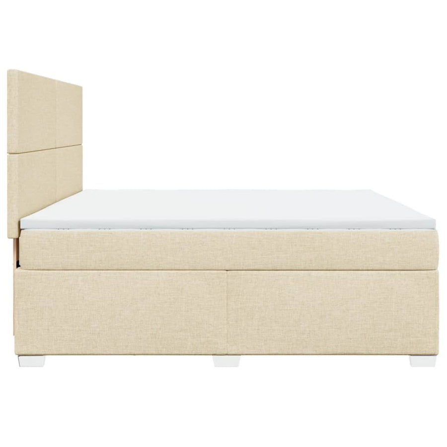 Boxspring met matras stof crèmekleurig 180x200 cm