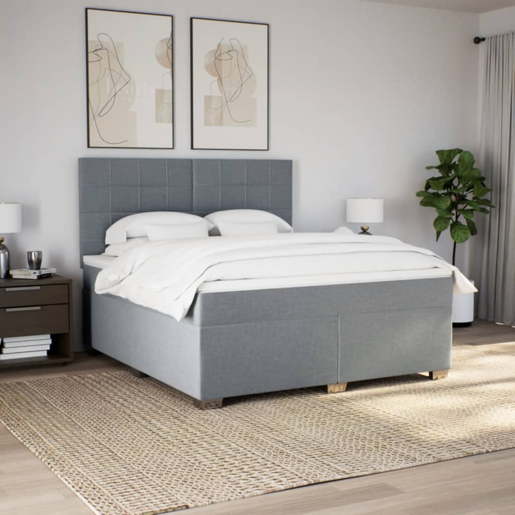 Boxspring met matras stof lichtgrijs 180x200 cm