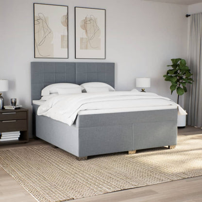 Boxspring met matras stof lichtgrijs 180x200 cm