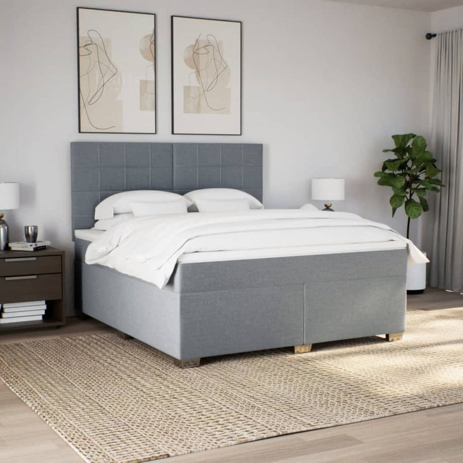 Boxspring met matras stof lichtgrijs 180x200 cm