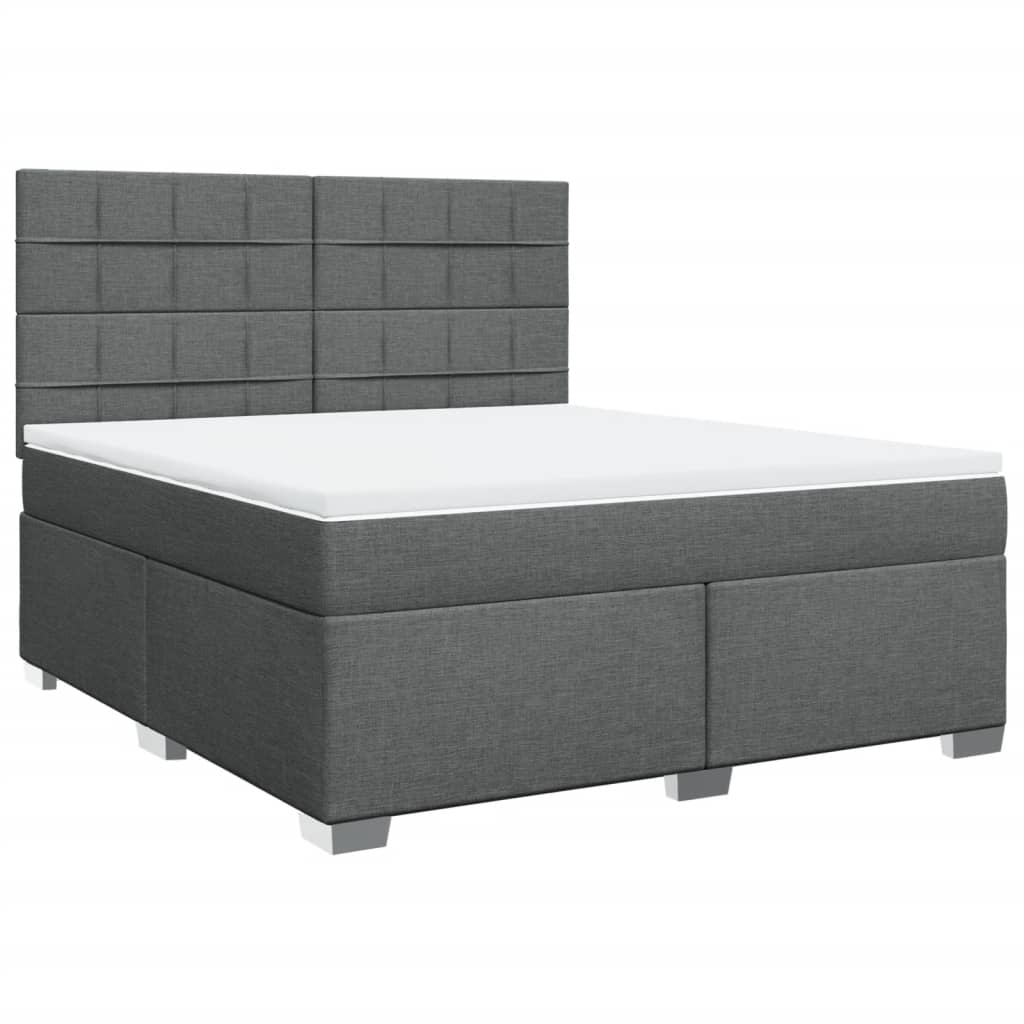 Boxspring met matras stof donkergrijs 180x200 cm