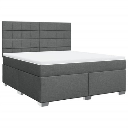 Boxspring met matras stof donkergrijs 180x200 cm