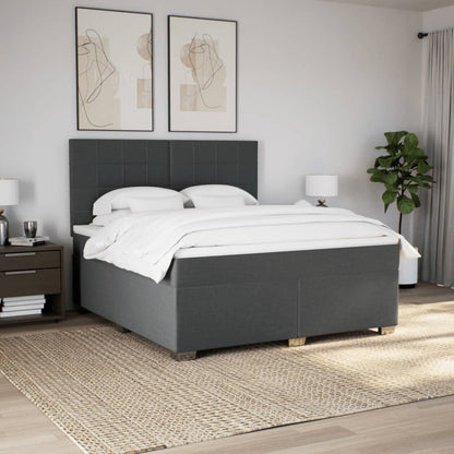 Boxspring met matras stof donkergrijs 180x200 cm