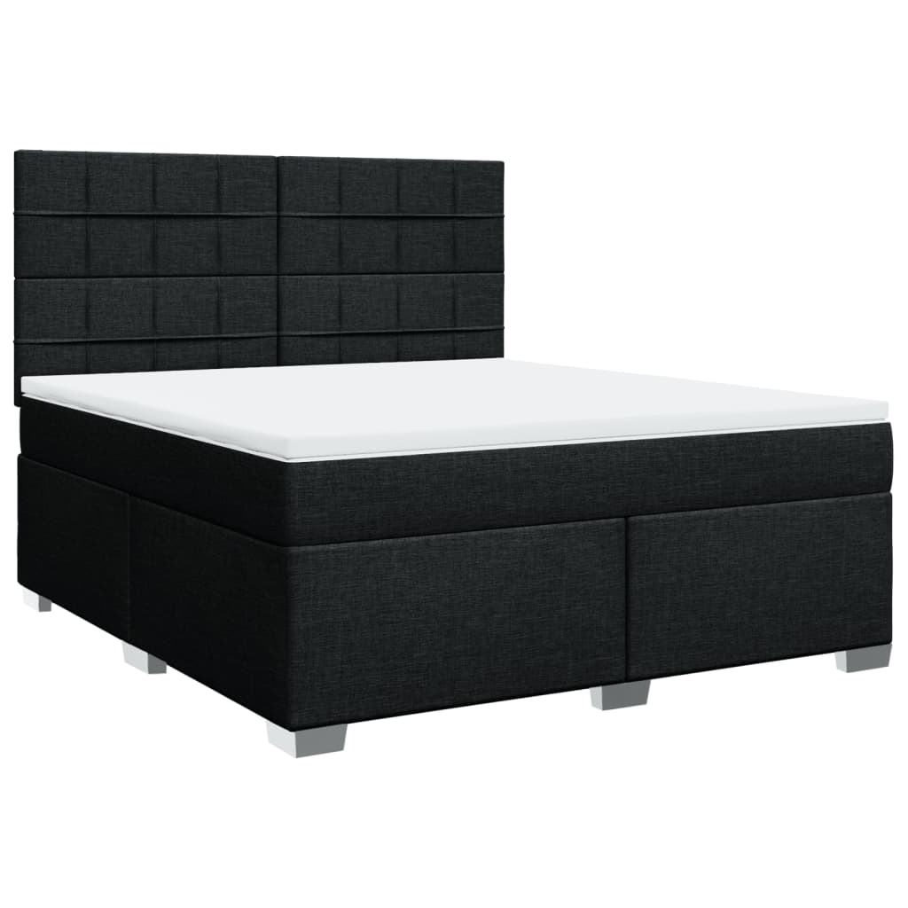 Boxspring met matras stof zwart 180x200 cm