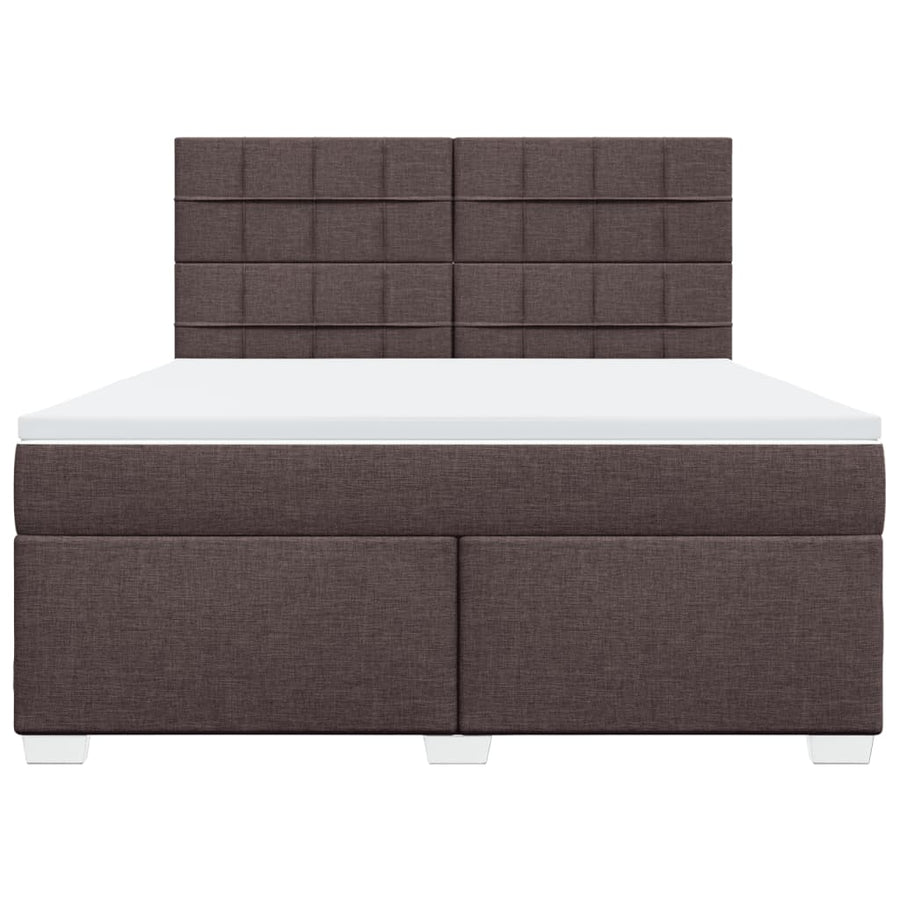 Boxspring met matras stof donkerbruin 180x200 cm